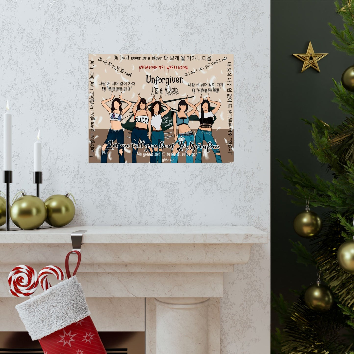 LeSserafim Unforgiven (Bleeding Version) Collage Poster